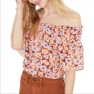 Madewell Smocked Mockneck Top in Floral Breeze